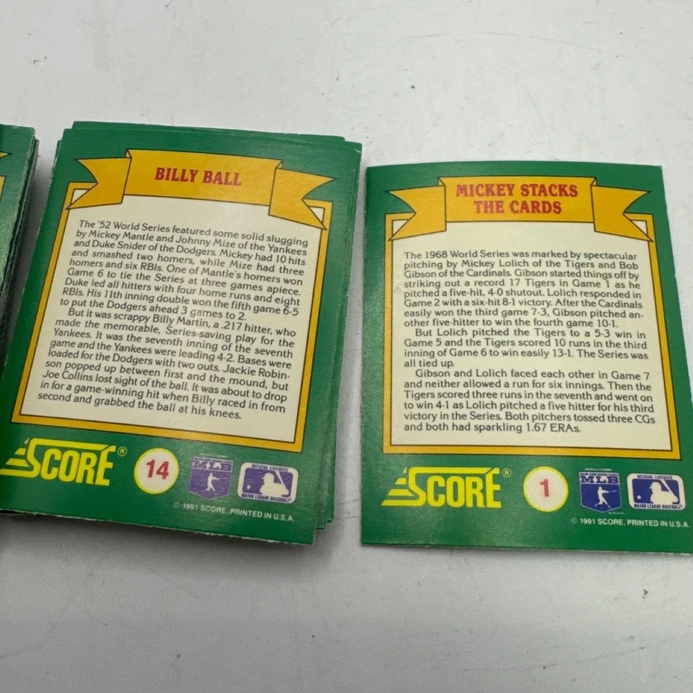 1991 Score World Series Trivia Baseball‎ Cards Lot Lenticular Motion 31 Cards